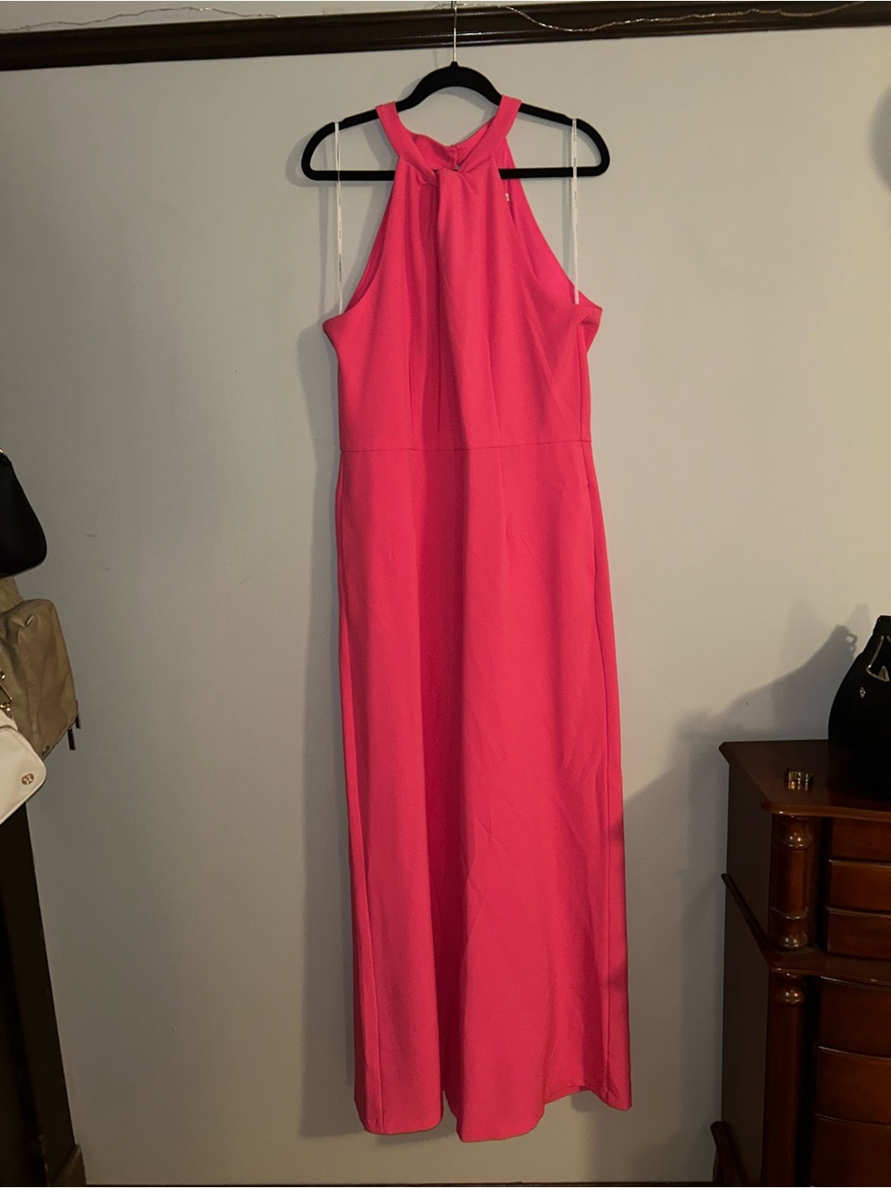 Sleeveless Halter Jumpsuit in Hot Pink